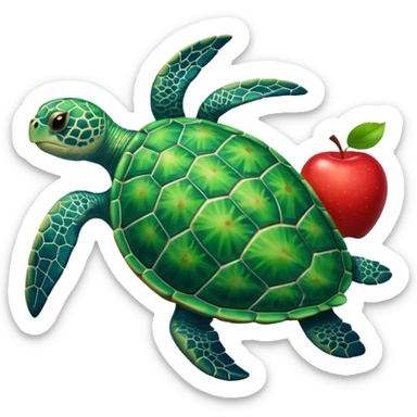 sea turtle, apple emoji sticker