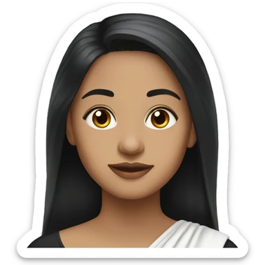 Light skin ;Black long hair wearing white saree sticker