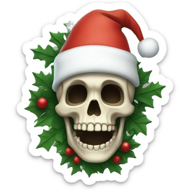 skeleton with a Christmas hat sticker