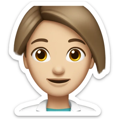 brown hair brown eyes long straight hair white skin woman dentist sticker