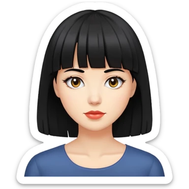 Faça uma mulher com cabelo preto com a franja  sticker