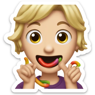 Gibby from I Carly, grabbing gummy worms  sticker