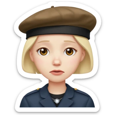 sob emoji face with beret sticker