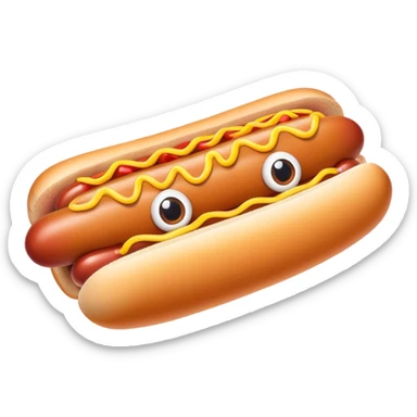 A hot dog with eyes sticker