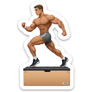 bodybuilder step onto plyo-box side-view sticker