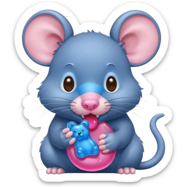 raton comiendo gomita azul sticker