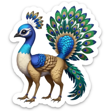  beautiful handsome gorgeous aesthetic colorful vibrant Vernid-Trico-species-Fakemon-creature by LiLaiRa, 4 legs, 1 tail, random markings, (full body) with a peacock-feather-headdress sticker