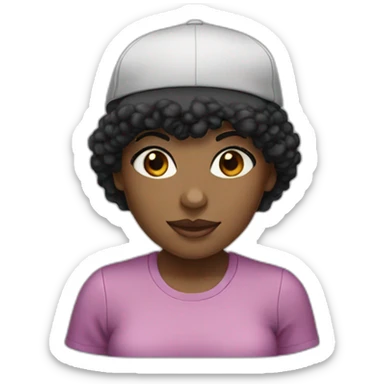 black girl, brown eyes, short black hair with a sully cap sticker