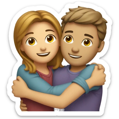 couple hug with warm smiles sticker