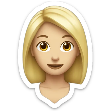 blonde woman holding a lunch meal sticker