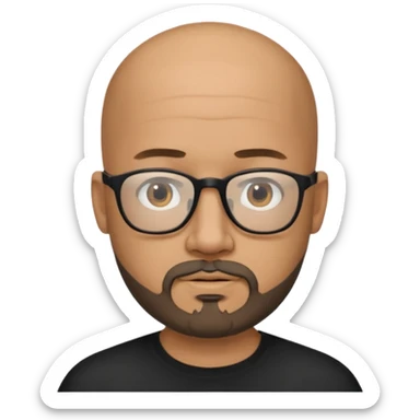 Bald male, black glasses, goatee beard, realistic portrait sticker