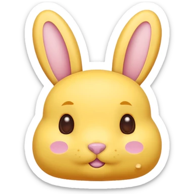 peeps bunny all yellow with three brown dots for eyes and nose sticker