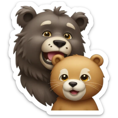 big cat and a little bear sticker