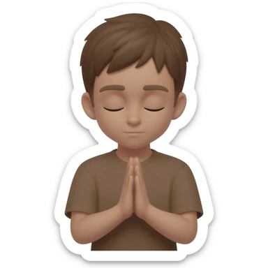 amen praying hands eyes closed brown boy sticker