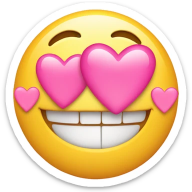 Smile emoji with 2 pink hearts  sticker