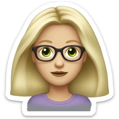 blond long hair girl with black framed glasses slavic wide face and green eyes sticker
