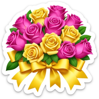 Fuschia and yellow bouquet of roses  sticker