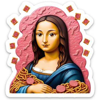 pop art monalisa SPAM meat slop landscape  sticker