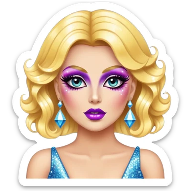 floral extreme drag queen glitter sparkles babe girl makeup diva brat sticker
