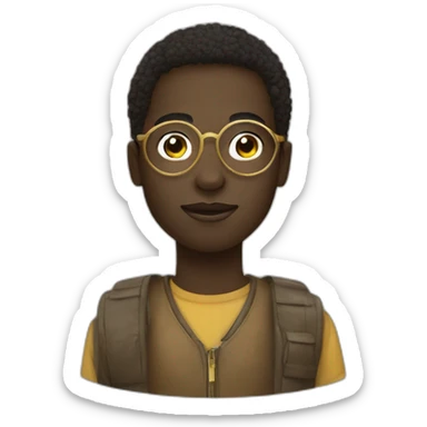 African young man in round gold glasses sticker