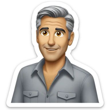 george clooney cartoon wearing shirt sticker