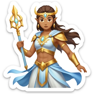 A mystical warrior born from pure aether, glowing with celestial energy and wielding divine power sticker