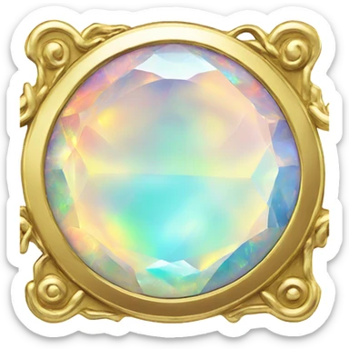 opal crystal gemstone coin gold border  sticker