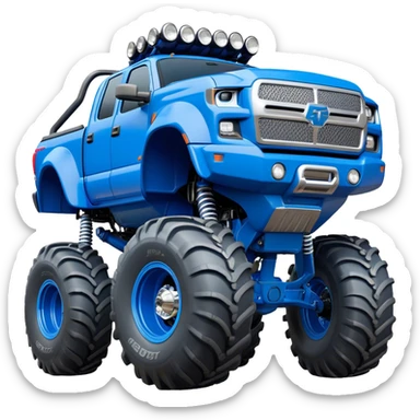 Bigfoot - Bigfoot 4x4 (Model Year: 2022) (Iconic colour: Blue) - An oversized, rugged monster truck with bold, aggressive lines painted in a striking blue. Focus on massive, rugged tires and a muscular chassis that exudes raw power and an urban legend feel. sticker