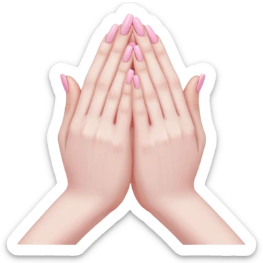 Make hands in a praying motion.
with very girly pink tones. sticker
