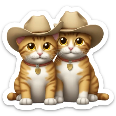 two happy cats wearing cowboy hats sticker