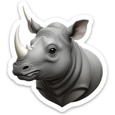 cinematic-noble--rhinoceros-portrait-emoji,slate-grey-hide-poised-and-regal,-with-a-massive,-powerful-build-and-a-thick,--deep-set-soulful-piercing-eyes,-simplified-yet-sharp-and-sophisticated-features,-highly-detailed,-large-black-eyes, white horn, front facing sticker