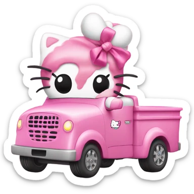 Hello kitty driving a pink truck sticker