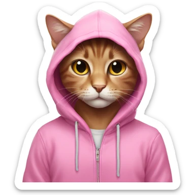 aesthetic cat wearing a pink hoodie sticker