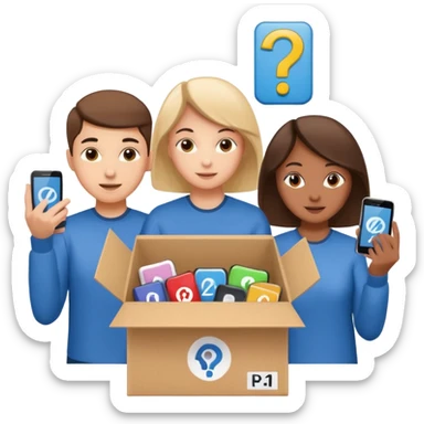 Students handing over their phones to a box  A box with a “Handy here” sign  “Recharge” symbol for the brain/education sticker