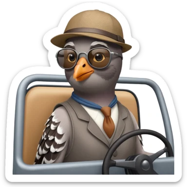 Pigeon is driving a lorry sticker