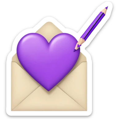 hand drawn letter with purple heart sticker