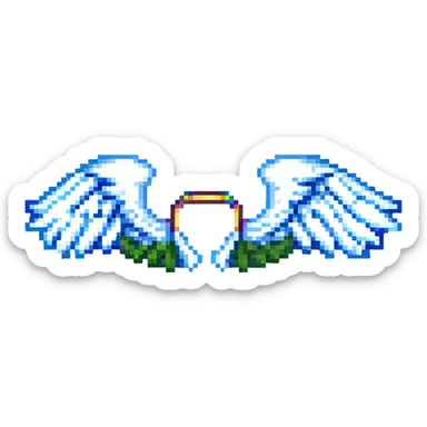 pixel art style angel wings, simple and iconic sticker