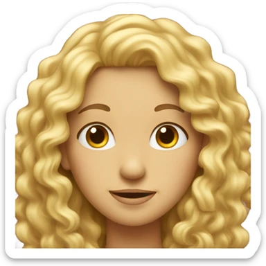My face long blonde curly hair winking sticker