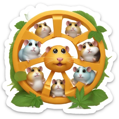 alien hamster cult with cheese and weed on ufo sticker