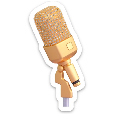 glamorous gold microphone with rhinestones sticker