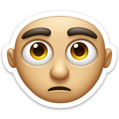 Emoji with big eyes. Eyebrows like a house. Eyebrows raised and forming folds on the forehead sticker