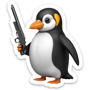 Penguin with a gun sticker