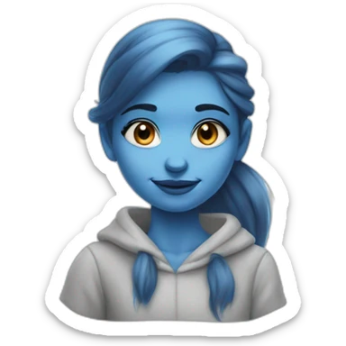 girl with blue skin loke smurf sticker