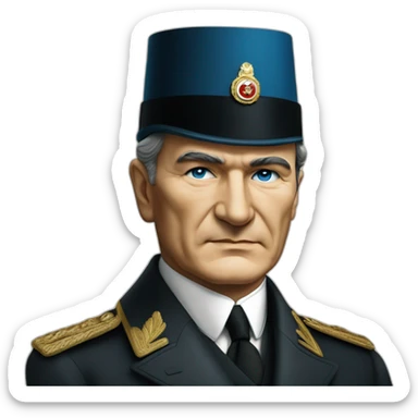 a portrait of mustafa kemal ataturk with blue eyes sticker