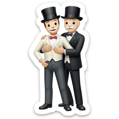  monopoly man hugs worker full height sticker