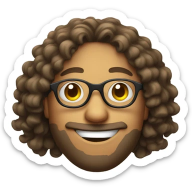 Round specs smiling with curly long hair sticker