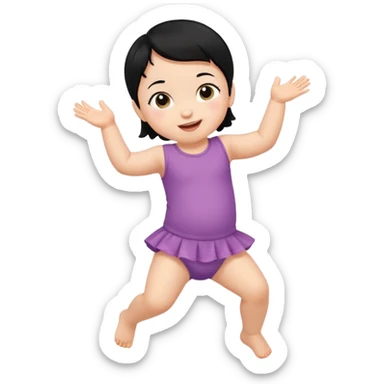 少少黑色頭髮bb開心打開腳跳舞 sticker