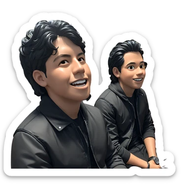boys in black jackets indoors sticker