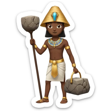 fullbody ancient Egyptian worker carrying a rock block, no fancy hat sticker