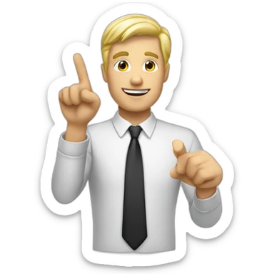 pointing index finger upwards white blonde man sticker